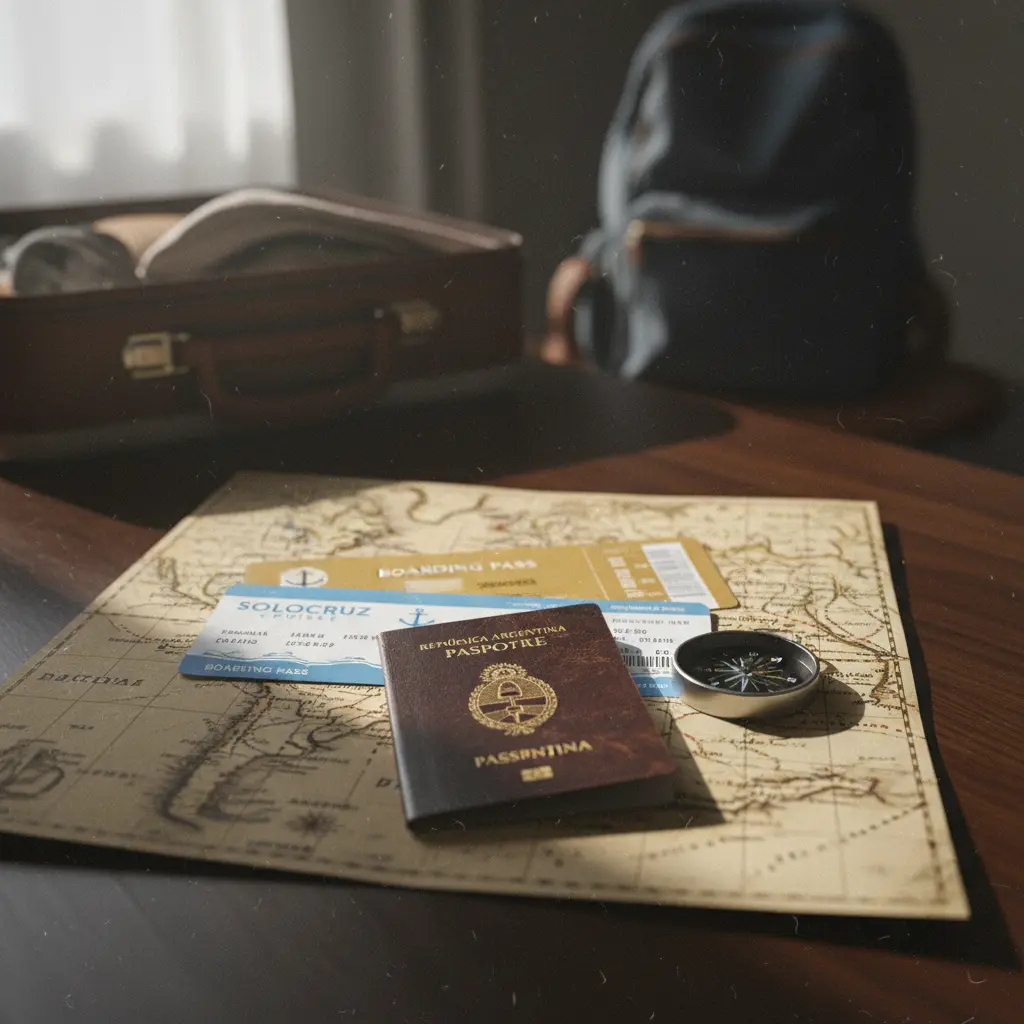 Pasaporte y billetes de crucero sobre un mapa, listos para viajar.