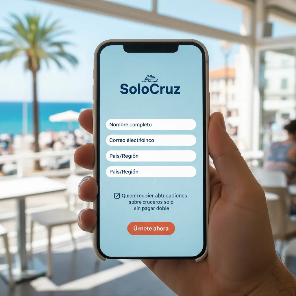 Pantalla de un formulario de registro de acceso anticipado para SoloCruz en un dispositivo móvil.