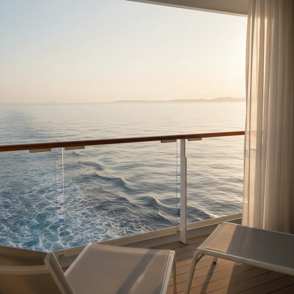 Serene view of the ocean from a cruise ship balcony