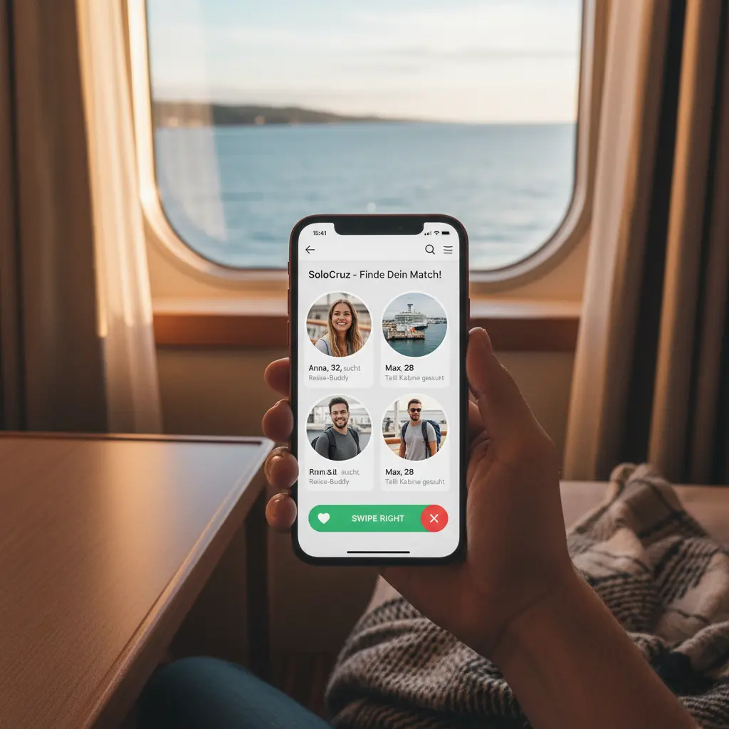 Handy zeigt SoloCruz App mit Matching-Profilen