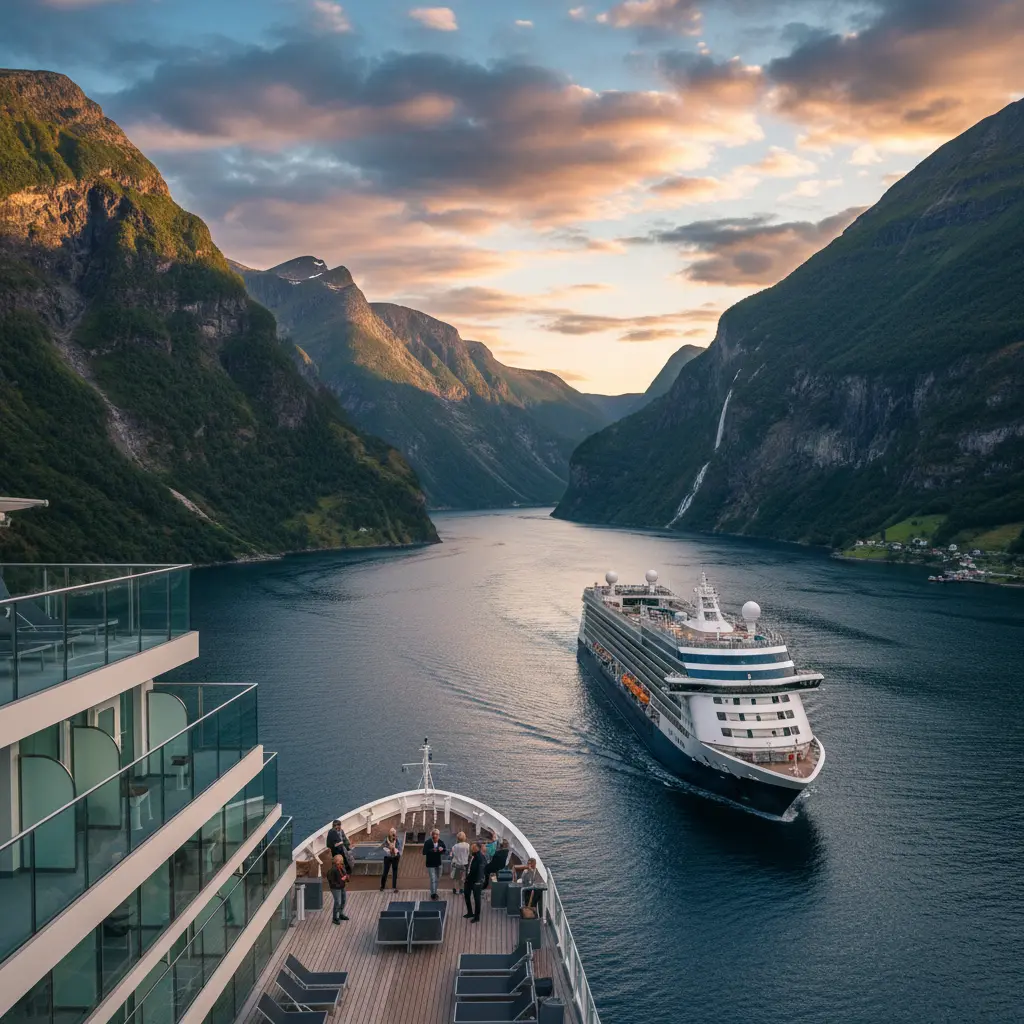 Fjords norvégiens et bateau de croisière