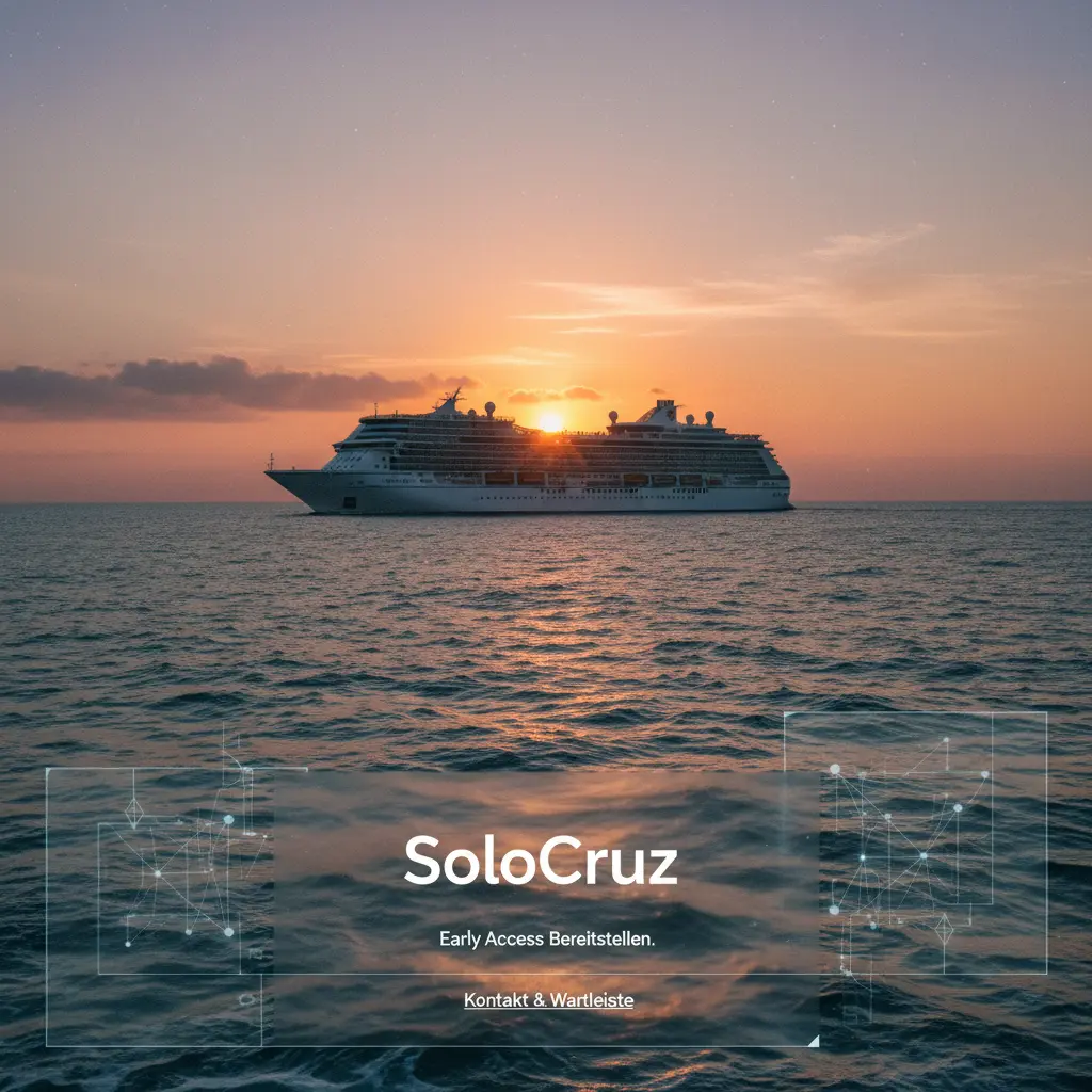 Kreuzfahrtschiff bei Sonnenuntergang auf offener See