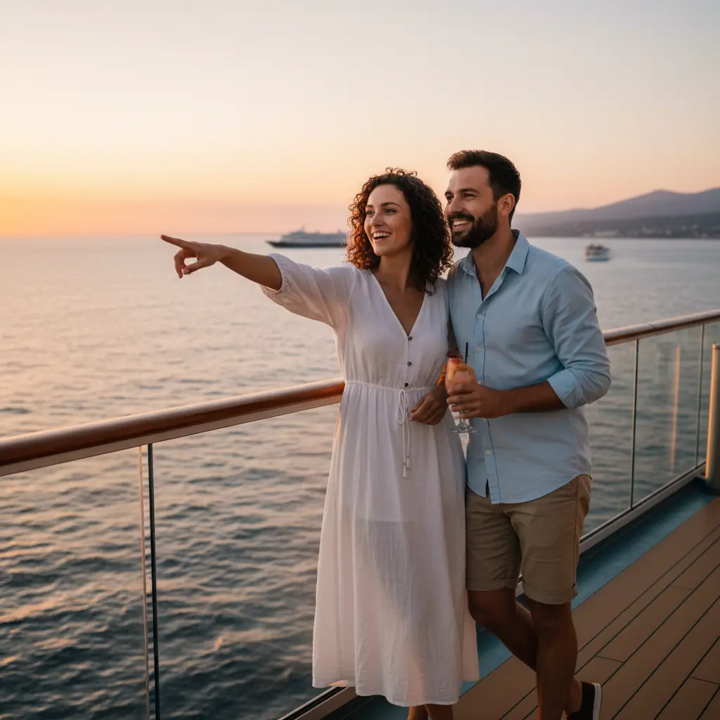 Dos personas disfrutando del crucero gracias a SoloCruz