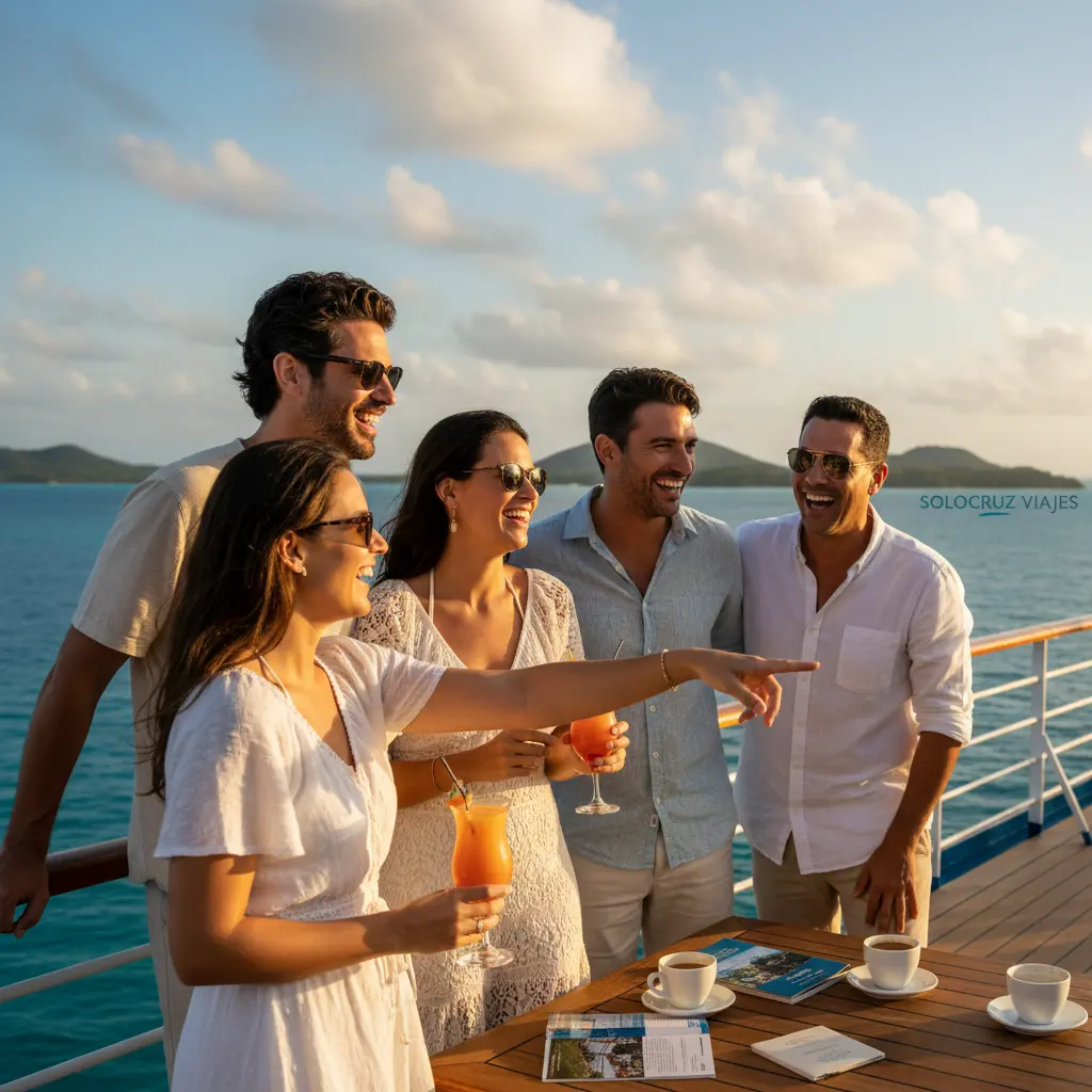 Comunidad de viajeros disfrutando de un crucero juntos