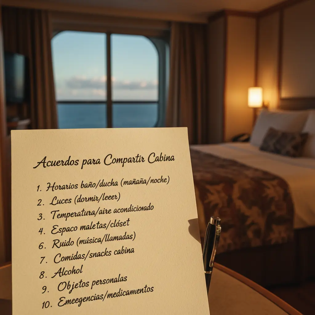 Checklist de acuerdos para compartir cabina de crucero