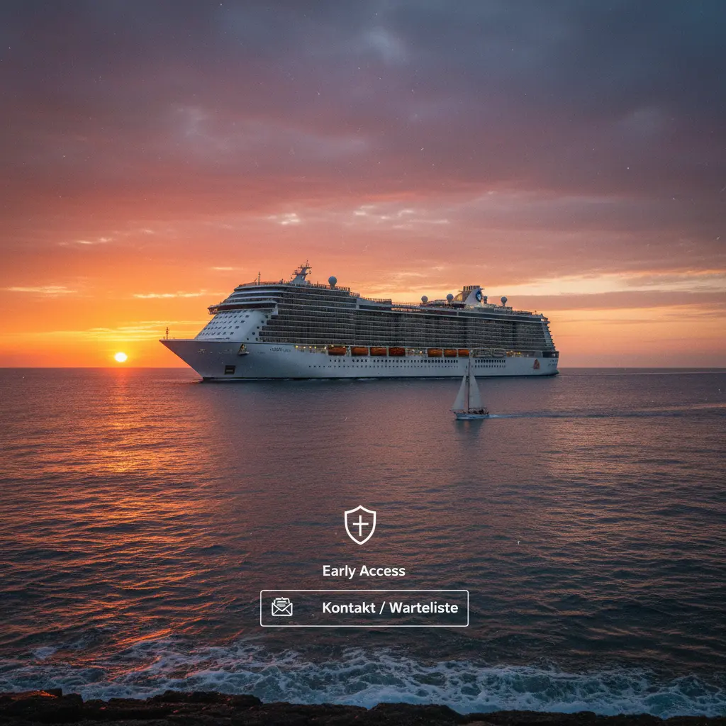 Kreuzfahrtschiff bei Sonnenuntergang